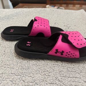Under Armour Black and Pink Slides
